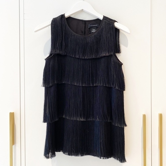 BNWT Club Monaco Black Fringe Top - Picture 4 of 7